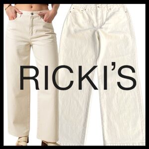 NWT Ricki's Off White Lucy High Rise Loose Straight Jeans (12)